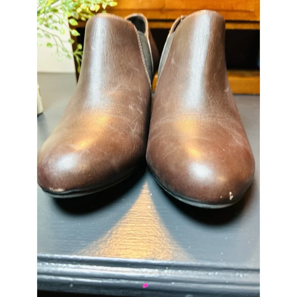 Vionic Booties‎ Stanton Womens 6 Wedge Brown Leather Comfort Shoes